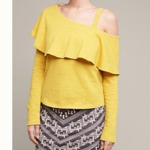 Anthropologie Asymmetrical Ruffle top
